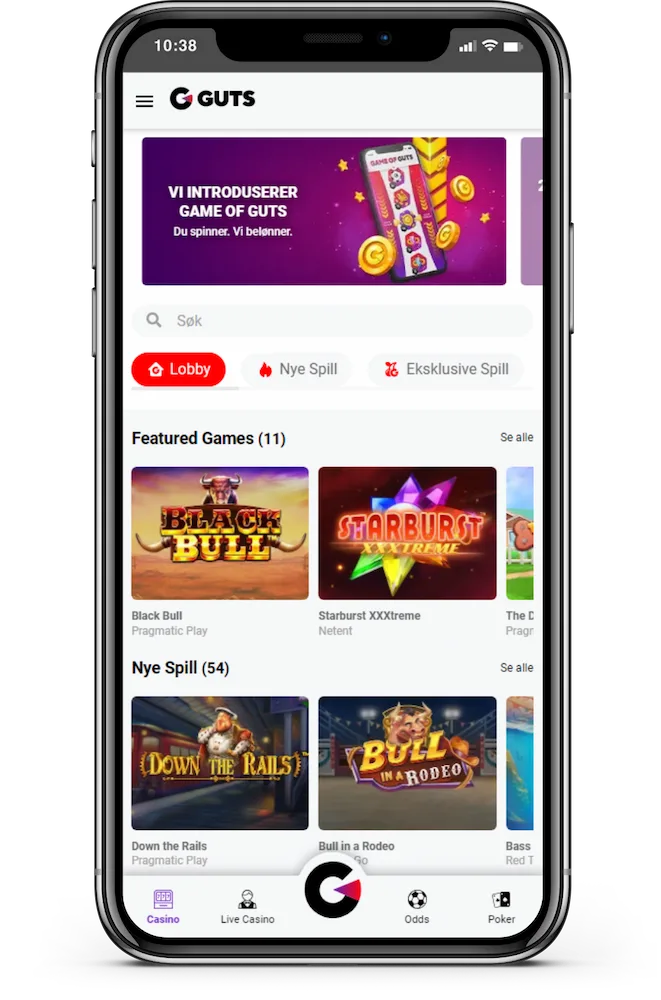 Guts casino på mobil