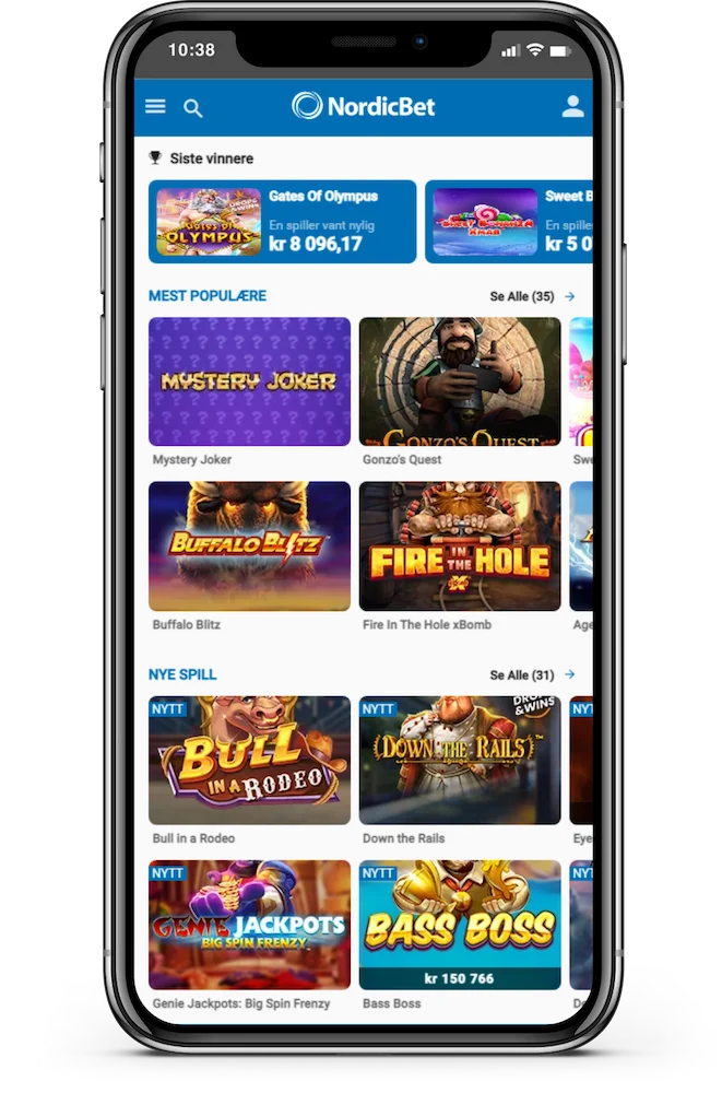 NordicBet casino på mobil