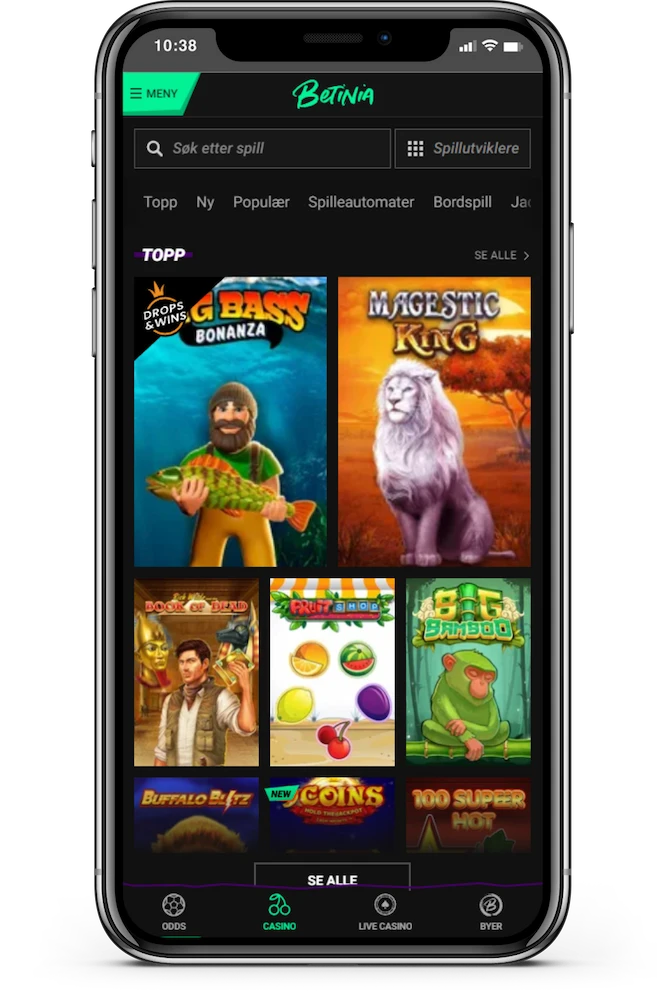 Betinia casino på mobil