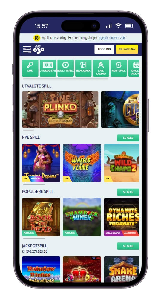 PlayOJO casino på mobil