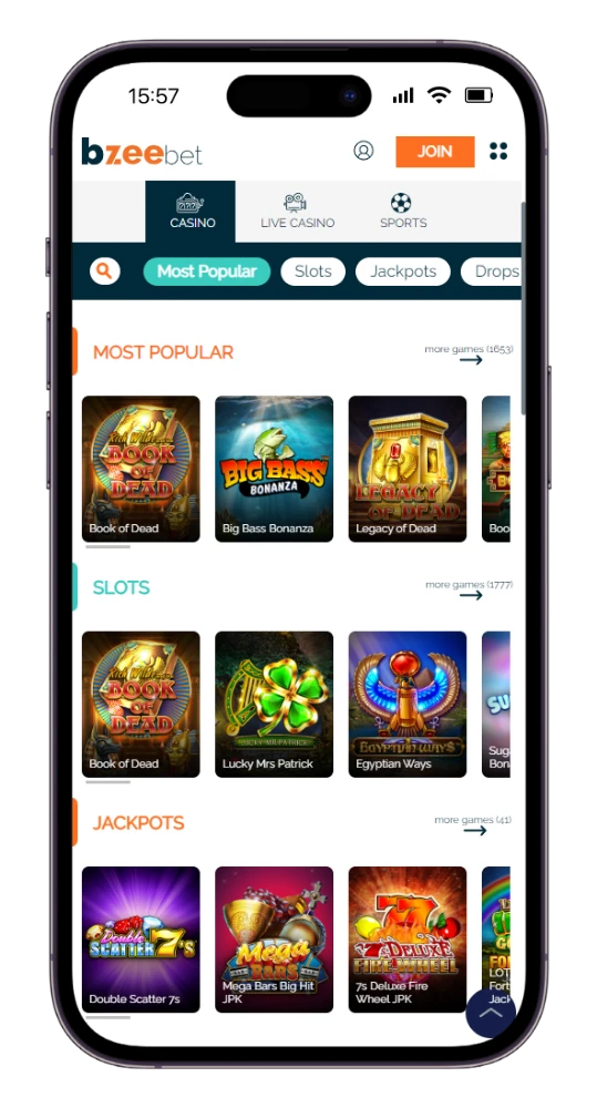 Bzeebet casino på mobil