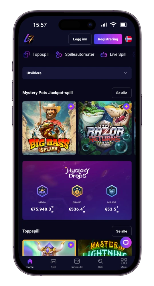 Lucky7even på mobil