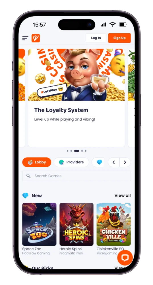 CasinoVibes casino på mobil