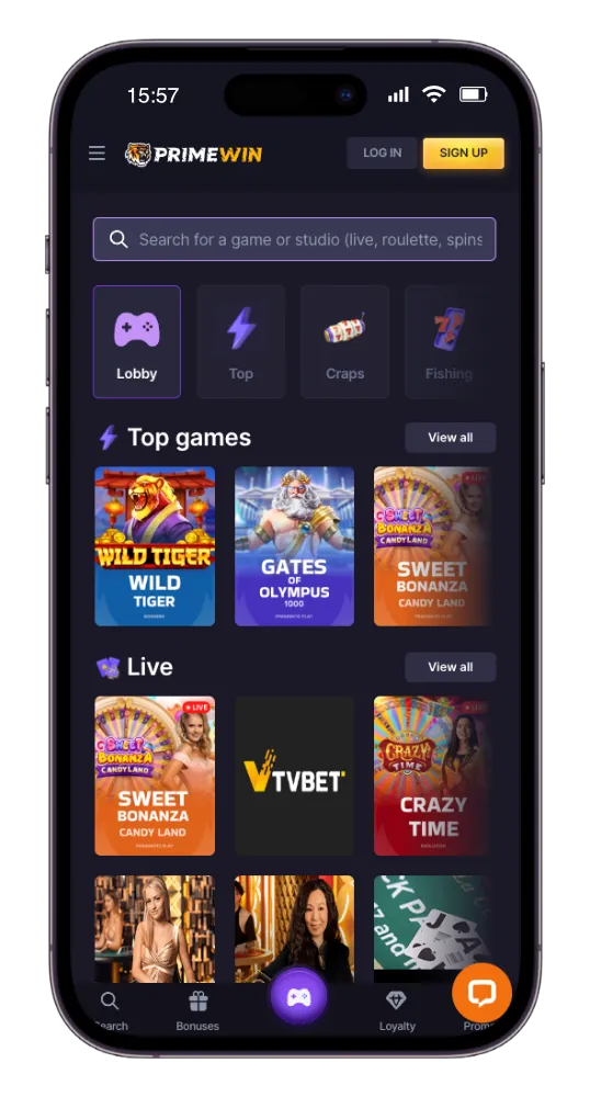 PrimeWin mobilcasino